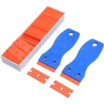 Plastic razor blade scraper, sticker remover, paint scrapers with 100 pcs, 1. 5 inch refillable double ...
