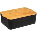 Contenant en plastique avec couvercle en bambou de 13, 5 l - bote de stockage lgante et durable, noir, ...