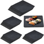 Plateau en ardoise, lot de 24, 25 x 25 cm, assiette de prsentation, carr, plat de service, dco, anthracite ...