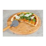 Plateau � pizza en bambou avec roulette � pizza - repas convivial - livraison gratuite