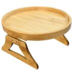 Plateau pliable en bois pour canap�, � fixer sur l'accoudoir, porte - gobelets et en - cas