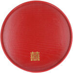 Plateau de service en bois rouge rond pour salon, plateau d�coratif pour fruits et snacks, id�al table ...