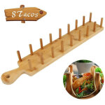 Plateau � tacos en bambou avec pinces, porte - tacos