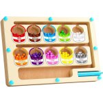 Plateau de tri magn�tique des couleurs et labyrinthe des chiffres, jeu de puzzle magn�tique en bois pour ...