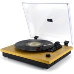 Platine vinyle vintage, plastique, marron, 43x12, 5x34 cm