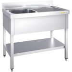 Plonge inox 1200x600mm avec 1 bac � gauche et �gouttoir � droite premium - goldinox