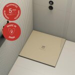 Poalgi - receveur de douche extraplat, beige albero, l. 80 x l. 80 cm, finition ardoise, s�rie hos's