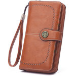 Pochette femme - pu marron - moderne et compacte -