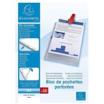 Pochettes perfor�es en plastique - exacompta - a4 - transparent - bloc de 50 - mixte