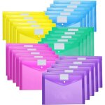 Pochettes porte - documents, plastique pochette avec bouton pression et �tiqueter, a4, couleurs vives ...