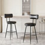 Pocketpop tabouret de bar lot de 2 chaise de bar avec cadre m�tallique, chaise de cuisine haute, pu, ...