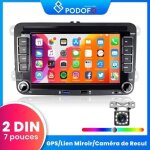 Podofo autoradio android 2din 7 pouces pour volkswagen passat b6 b7 golf 5 6 plus touareg seat skoda ...