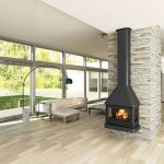 Azura home design - pole  bois anaco 3 faces vitres avec turbine 13 kw