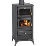 Poele a' bois avec four fime 12 / 16 kw en acier noir mat de forte e'paisseur avec vitre ce'ramique 49x46x103 ...