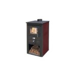 Mille srl - poele a' bois mode'le 'pallade' 10. 7kw couleur noir et bordeaux en acier avec porte de ventilatio ...