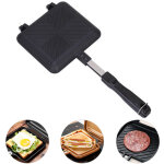 Po�le double face en aluminium pour sandwichs, cr�pi�re antiadh�sive avec poign�es et grille