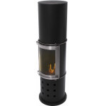 Purline - pole  thanol 3kw en acier noir avec porte coulissante en verre tremp