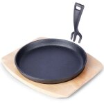 Poele en fonte 22 cm avec poignee amovible et planche a decouper