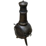 Brasero mexicain ext�rieur en fonte, chemin�e barbecue foyer feu de bois, style antique mexicain azt�que, ...