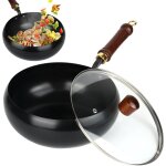 Po�le en fonte - po�le en fer non rev�tue - po�le antiadh�sive forg�e � la main - r�cipient de cuisson ...