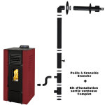 Po�le � granul�s �tanche anita 12 kw bordeaux sannover + kit d'installation complet