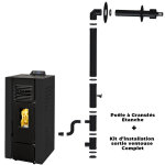 Po�le � granul�s �tanche anita 12 kw noir sannover + kit d'installation complet