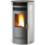 Po�le � granul�s rond 8 kw ? acier avec foyer fonte ? syst�me easy start ? sortie fum�es sup�rieure / ...