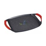 Pole grill 47x29 cm - plaque anti - adhsive - plaque de cuisson - effet pierre avec poignes en silicone ...