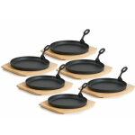 Po�le de service avec sous - plat en bois � 22 cm po�le � griller - bbq - toro