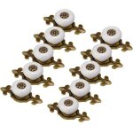 Poign�es d'armoire, 10 pi�ces de design antique, boutons de meubles en porcelaine blanche et vieil or, ...