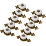 Poign�es d'armoire. 10 pi�ces de design antique. boutons de meubles en porcelaine blanche et vieil or. ...
