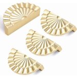 Poign�es d'armoire 4 pi�ces, entraxe 64 mm, poign�es en �ventail (or bross�)