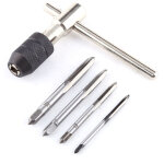 Poign�e de cl� � tarauder manuelle avec 4 tarauds � goujure droite m3 / m4 / m5 / m6