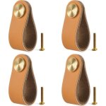Poign�es en cuir pour meubles, 4 poign�es de meubles en cuir, boutons de tiroirs chics, poign�es d'armoires, ...