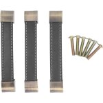 Poign�e en cuir de porte de garde - robe, poign�e de meubles en alliage de zinc pour commodes le noir ...