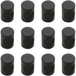 Poign�es cylindriques pour meubles, armoires, caves � vin, etc. - lot de 12, noires, 20 x 25 mm