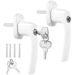 Poign�e de fen�tre en aluminium blanc, poign�e de fen�tre oscillo - battante avec cl�, protection antivol, ...