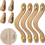Poign�e meuble en cuir - 4pcs poign�e de porte, espacement des trous 96mm, laiton bouton porte placard ...