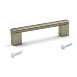 Poign�e de meuble m�tal finition imitation inox 140mm entraxe 128mm hauteur 15mm avec vis tiroir armoire ...