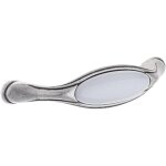 Poignée de meuble vintage en zamak finition nickel argent étain porcelaine céramique entraxe 128 mm avec ... Poignée de meuble vintage en zamak finition nickel argent étain porcelaine céramique entraxe 128 mm avec ...