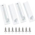 Poign�es de porte coulissantes 4 pi�ces avec vis pour fen�tres, tiroirs, portes d'armoires, blanches