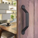 Poign�e de porte de grange noire de 8, 85 pouces poign�e de porte en acier solide pour portes coulissantes ...