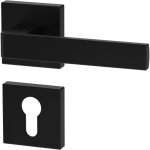 Poign�e de porte d'int�rieur , noire, pour portes �quip�es d'une serrure � cylindre, poign�e carr�e noire ...