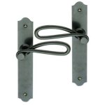 Poign�e de porte int�rieure rustique en style fer forg� patin� sur plaque bdc entraxe 195 mm, carcassonne ...