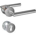 Poign�e de porte � levier en acier inoxydable avec trou pour cylindre et rosace, poign�e de serrure � ...