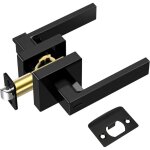 Poign�e de porte noire mate durable, poign�e de porte carr�e r�versible adapt�e � la chambre, � la salle ...