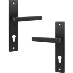 Poign�e de porte sur une longue plaque, noir mat, rando