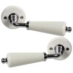Poign�es sur rosace en porcelaine de limoges ? finition nickel�e mate ? �l�gance classique ? longueur ...