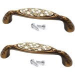 Poign�es de tiroir de cuisine vintage en c�ramique (lot de 2), en alliage de zinc, entraxe 96 mm