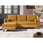 Bestmobilier - polar - canap� d'angle r�versible convertible - en velours au design scandinave - 4 places ...